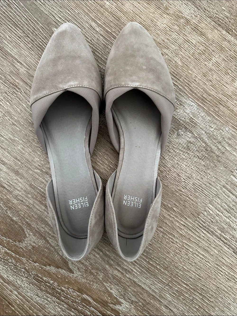 Eileen Fisher Taupe Suede D'Orsay Flats